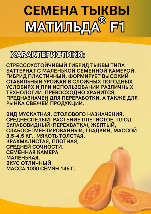 Матильда F1 500 штук семена тыквы