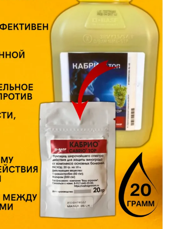 Кабрио топ 20 грамм фунгицид для винограда