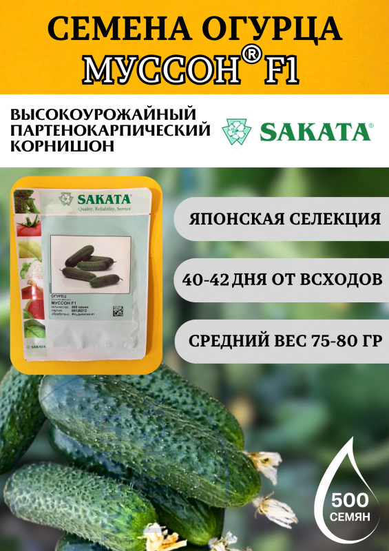 Муссон F1 100 штук семена огурца